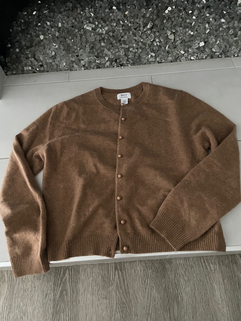 WILT Women’s caramel cashmere Button-Front Cardigan Sweater